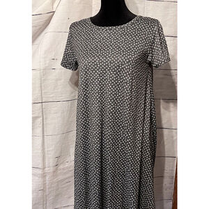 LulaRoe Women’s Carly Gray & White Polka Dot Dress GUC